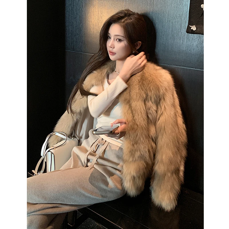 【流光琥珀】晕染琥珀短款毛毛外套冬季新款美拉德穿搭大衣时尚上衣