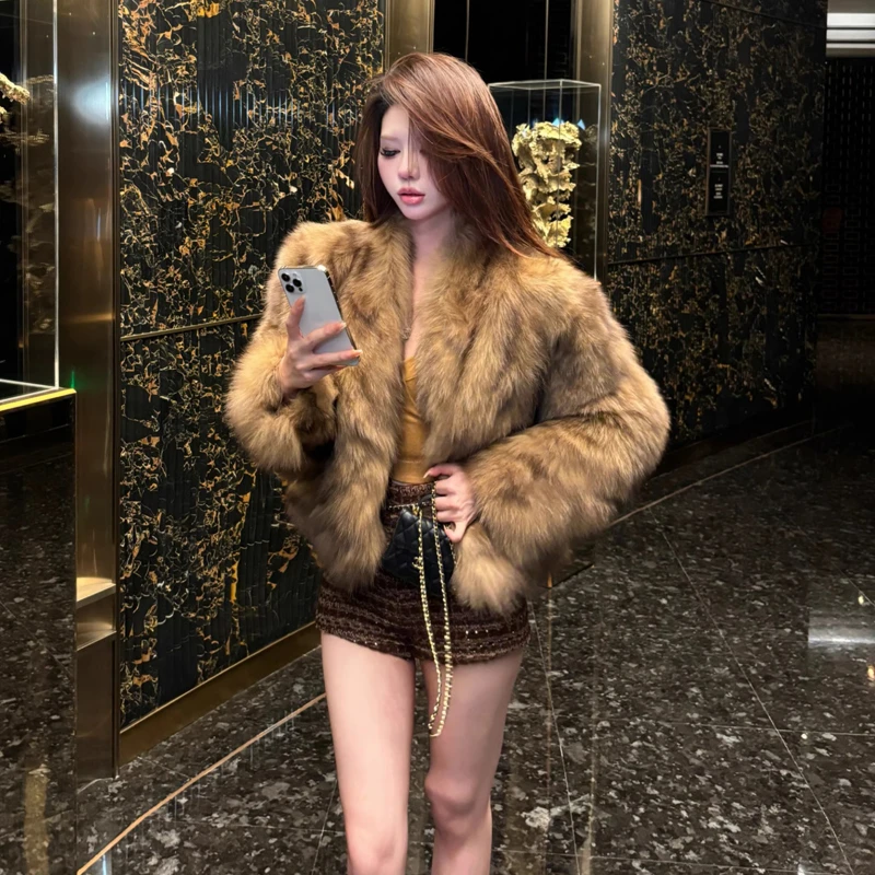 【琥珀迷踪】晕染霜色毛毛外套冬季新款千金小姐姐大衣时尚冬款外套