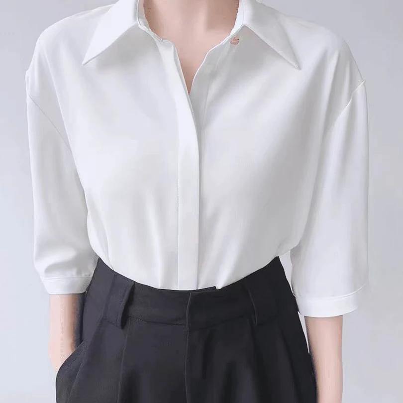 气质衬衣白色百搭设计感韩版春夏