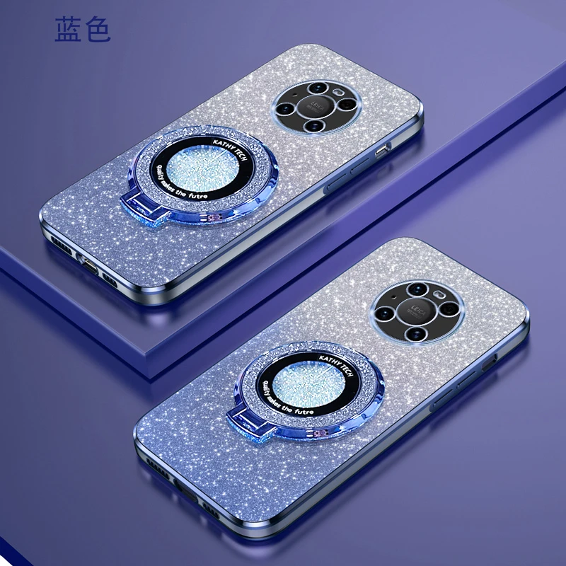 适用华为Mate40EPro新款保护套电镀渐变镜头全包防摔磁吸支架手机