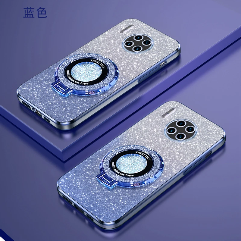 适用华为Mate30新款保护套电镀渐变镜头全包防摔磁吸支架手机壳超