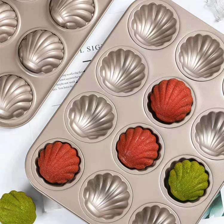 日式网红玛德琳模具不粘栗子12连模家用小蛋糕烘焙不沾烤盘食品级