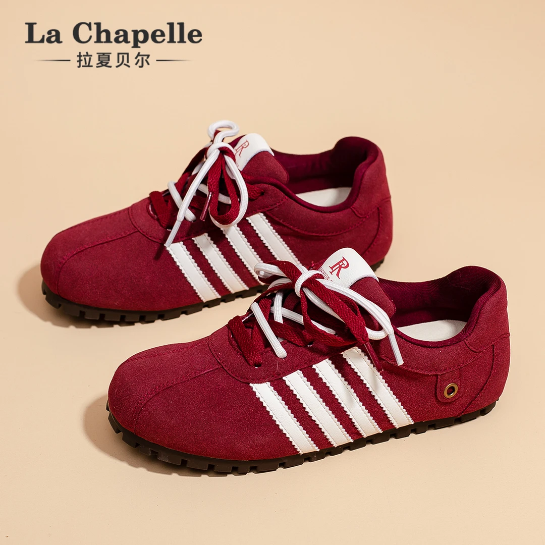 拉夏贝尔时尚百搭德训鞋女鞋夏季新款美式复古百搭休闲运动鞋女款