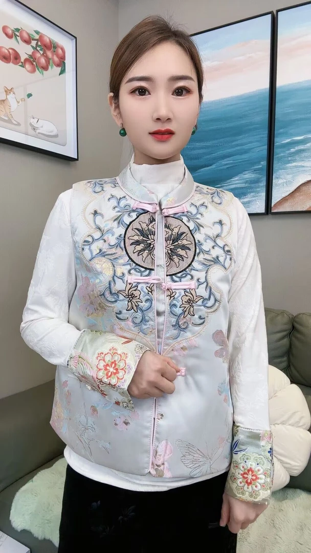 【如意】2023新款新中式国风刺绣马甲上衣复古中国风女装盘扣女外套