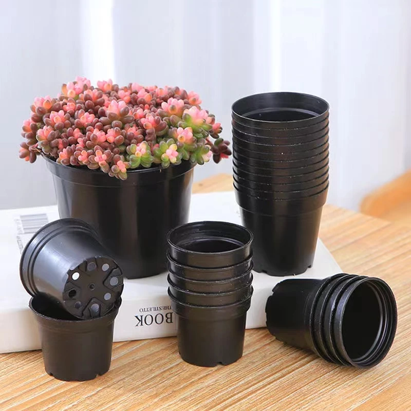 花卉育苗黑桶通用加厚耐用花盆圆形小口径控养小圆盆育苗花盆
