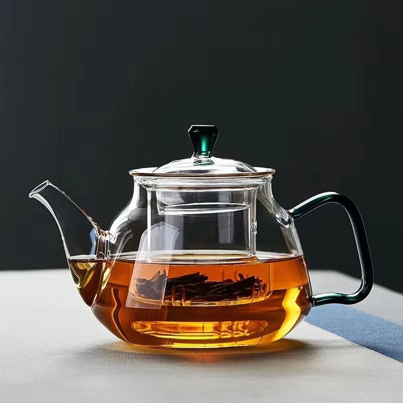 茶壶泡茶家用套装带过滤网耐热玻璃过滤小茶壶透明茶水壶红茶茶具
