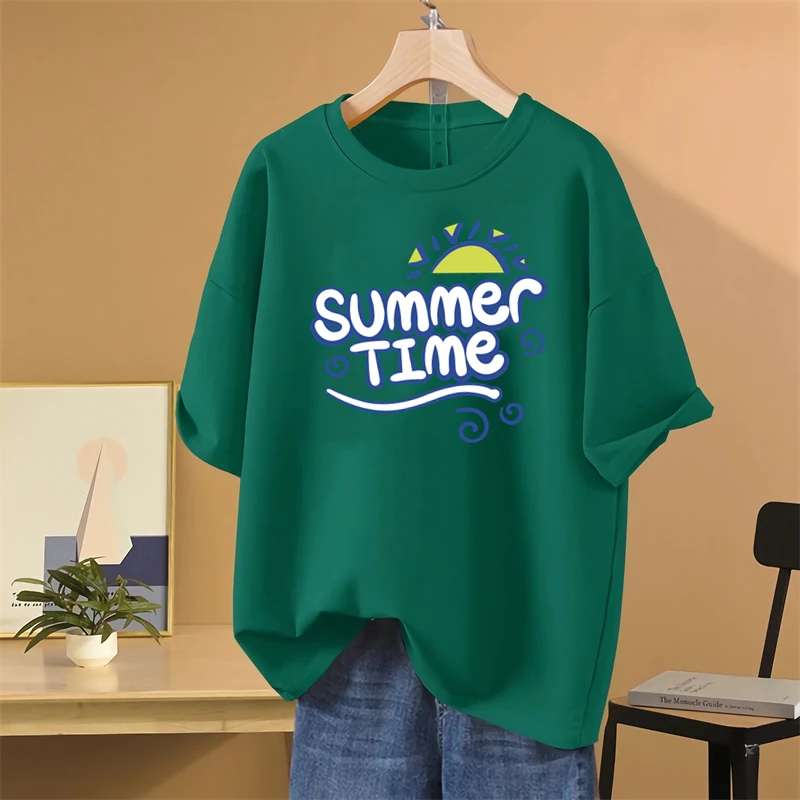 夏季纯棉字母印花短袖t恤女2025新款爆款宽松百搭ins洋气半袖上衣