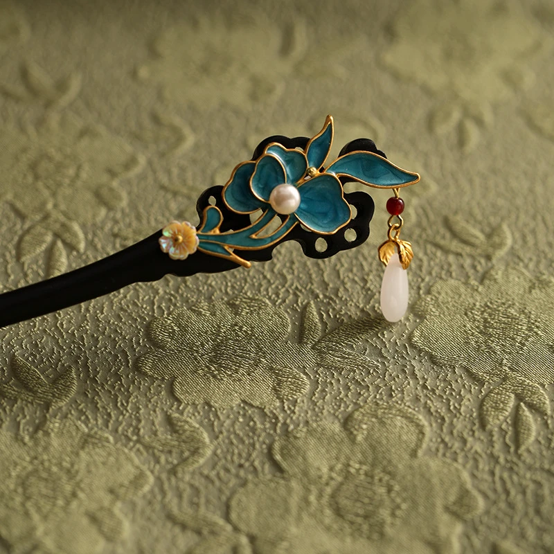 纯手作黑檀木发簪女古风日常发饰气质盘发簪子现代简约新中式木簪