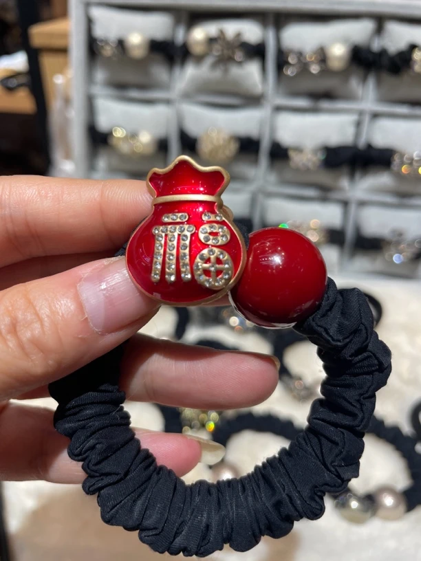 发圈韩版发饰秋冬新款精致本命年发绳气质轻奢时尚百搭红色头绳