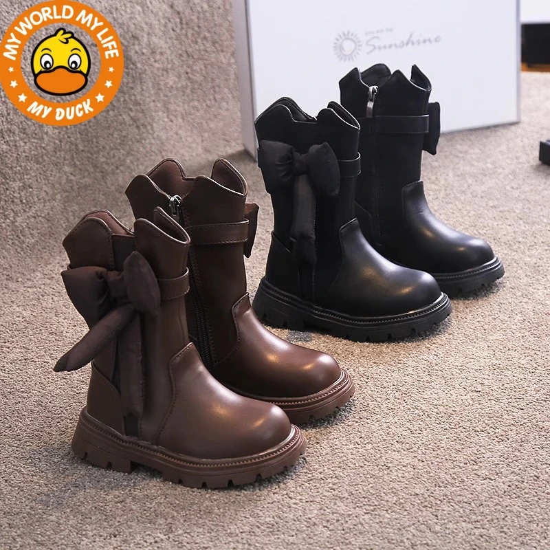 女童高筒靴2025秋冬新款儿童长筒时尚皮靴女宝宝洋气百搭公主靴子