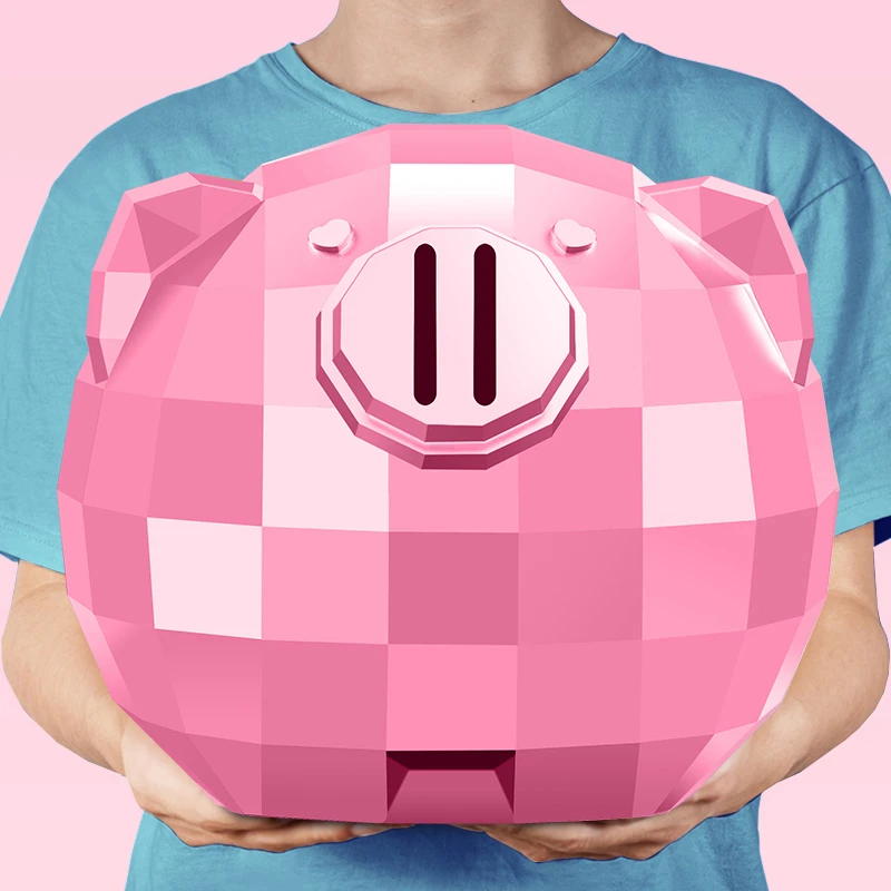 瑾礼大号只进不出宝石几何猪存钱罐储蓄钱罐儿童男女孩礼物摆件