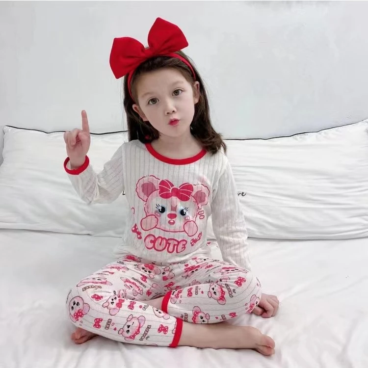 儿童春秋纯棉家居服套装卡通秋衣裤打底服空调服透气保暖柔软亲肤