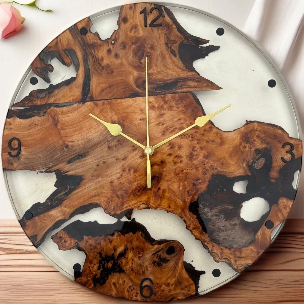 香杉木树瘤树脂挂表铜字挂钟美式家用客厅创意简约时尚装饰卧室