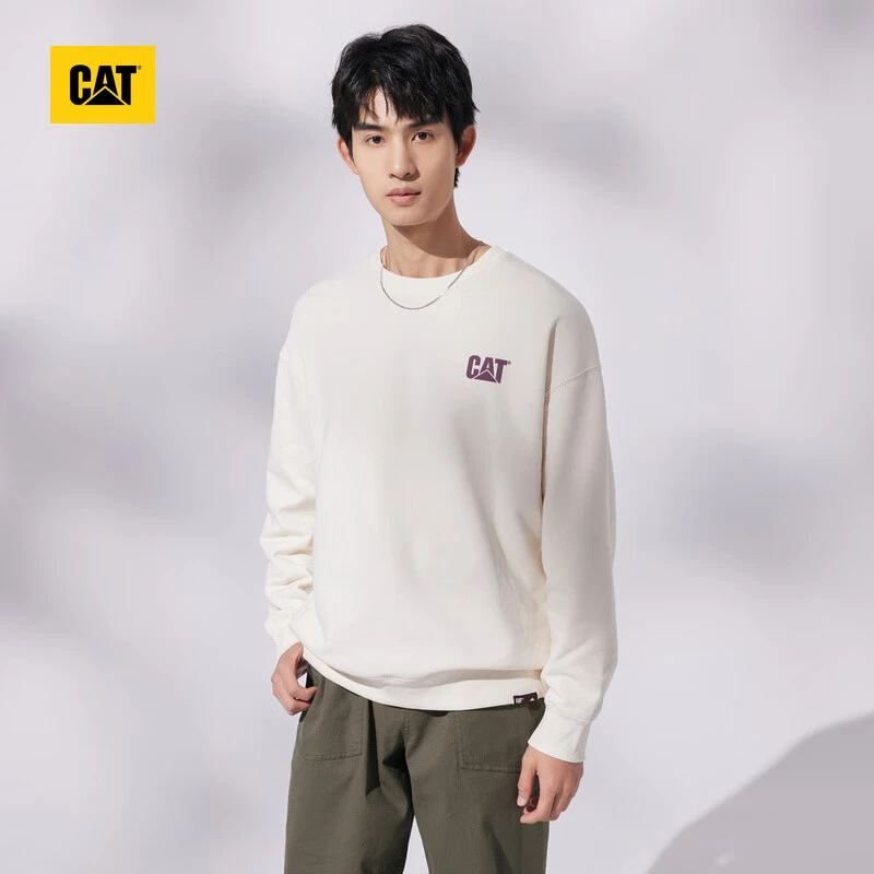卡特春新款男士户外休闲简约百搭印花随性宽松全棉套头卫衣舒适