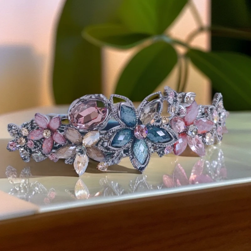 泛思10CM发夹后脑勺弹簧夹头饰女韩国奥钻合金半扎发大号妈妈横夹