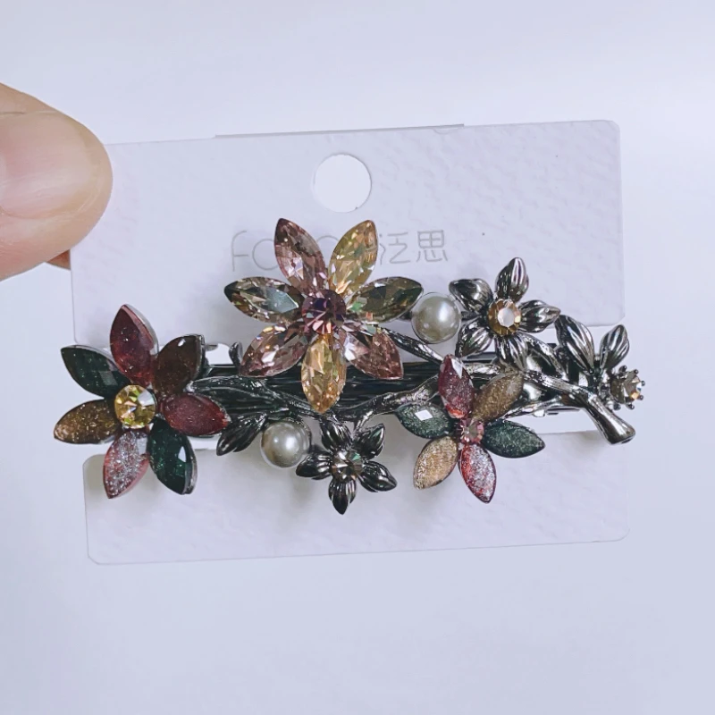 泛思夹子头饰发夹女后脑勺妈妈发卡优雅中号横夹弹簧夹水钻顶夹