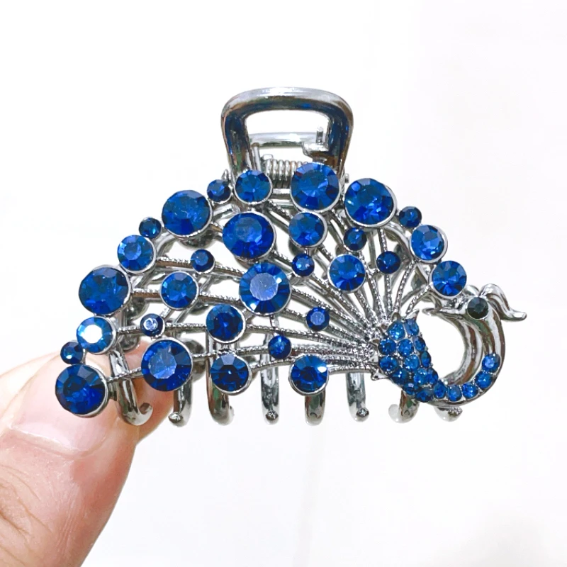 孔雀中号抓夹后脑勺小号发量少盘发头发夹子头饰鲨鱼夹盘头发抓夹