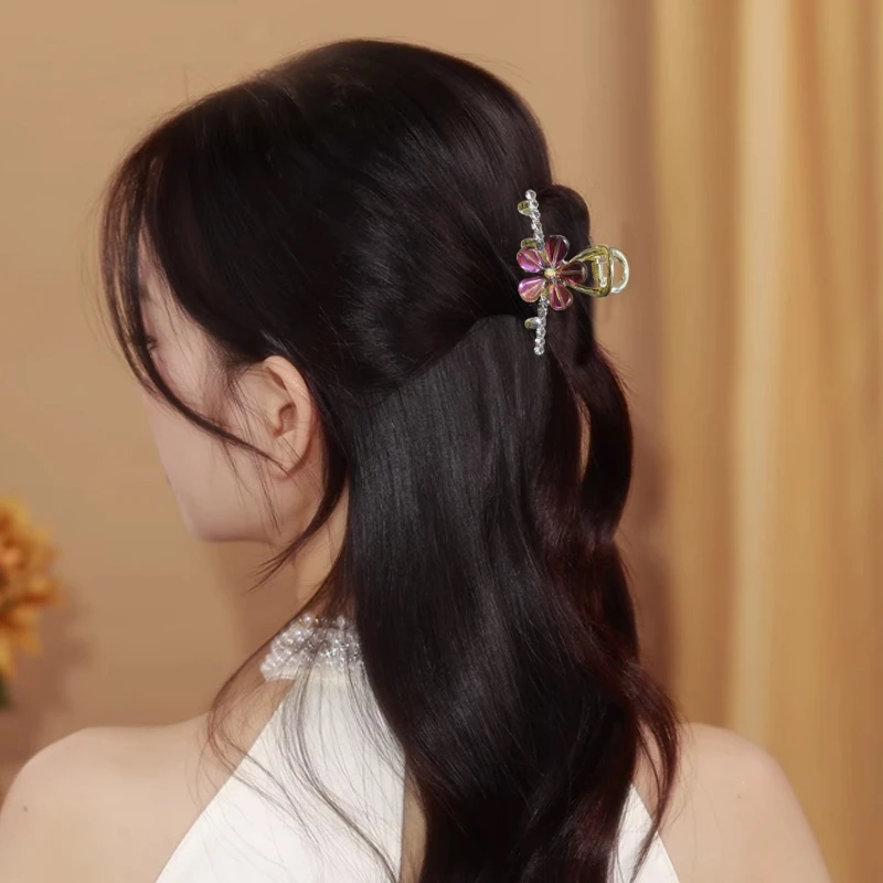 轻奢气质花朵迷你小号半扎发发夹优雅女士后脑勺夹子头饰小号抓夹