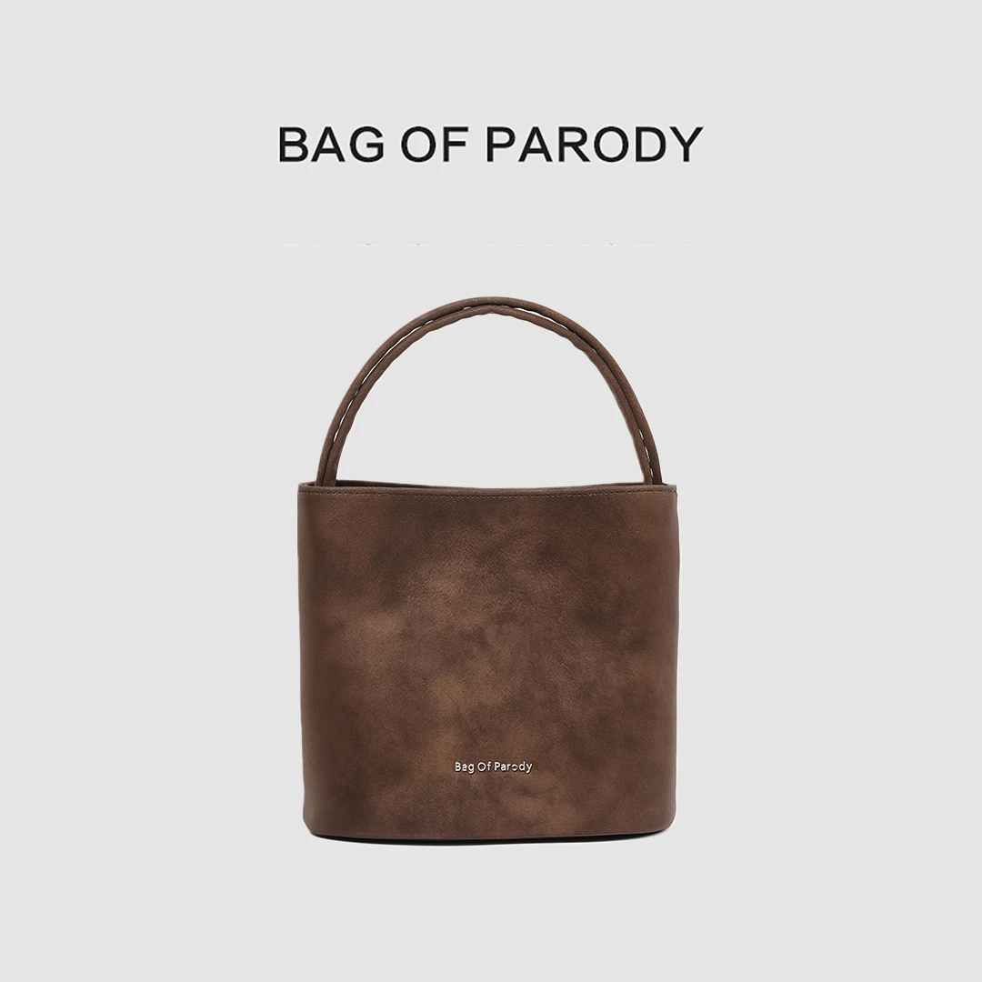 bag of parody包包女2024新款牛皮水桶包单肩手提