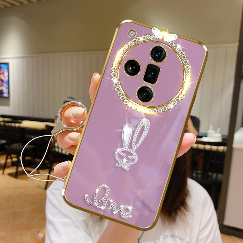 适用oppo findX7手机壳PHZ110闪钻兔可爱防摔女款保护套奢华新品