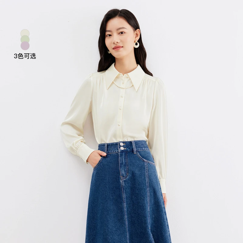 【浪漫&薄荷曼波】纯色甜美淑女衬衫女通勤上衣KE00980/KE01026