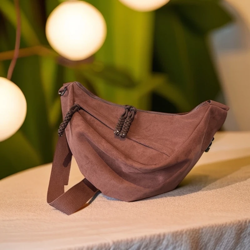 时尚秋冬复古棕色轻奢毛呢单肩包大容量休闲百搭简约斜挎包162610