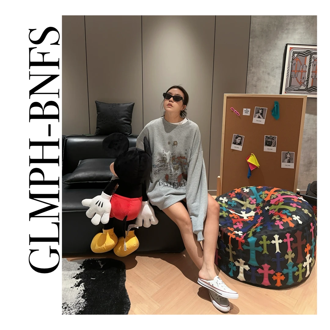 GLMPH-BNFS【雨后街头】简约圆领宽松卫衣长袖休闲百搭上衣-585