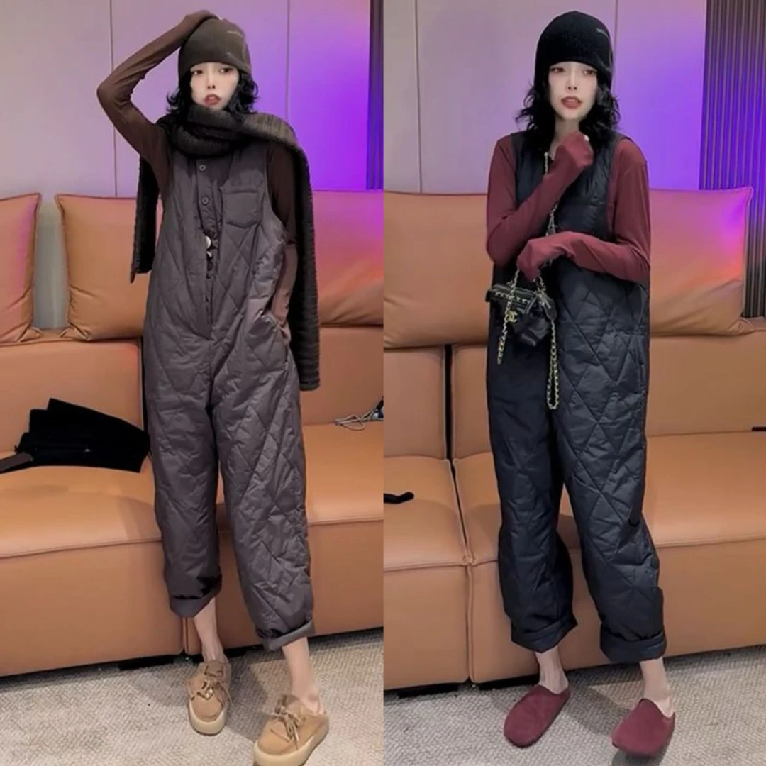 欧洲站2024秋季新款高级感显瘦纯色连体裤女气质休闲无袖连衣裤潮