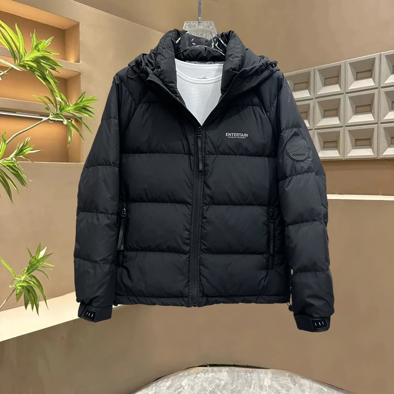 2024年冬季男士羽绒服韩版时尚潮牌短款连帽外套高级感保暖潮