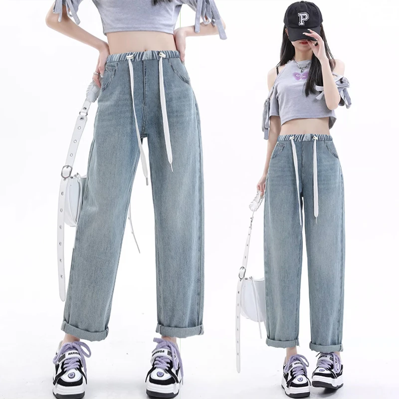 夏季新款宽松孕妇牛仔裤春夏无托腹拉绳孕妇裤休闲薄款显瘦孕妇裤