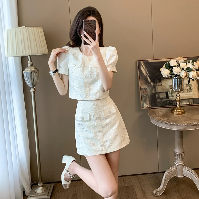 夏季法式千金成熟御姐轻熟风小香风套装裙小个子裤裙两件套高级感