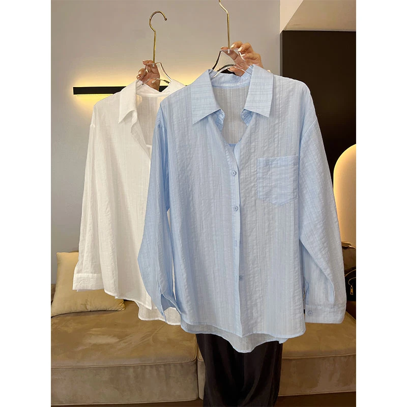 衬衫大W 休闲衬衫女春夏宽松显瘦衬衣设计感气质减龄长袖-9888