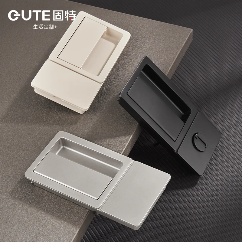固特极简嵌入式门锁静音平面锁无把手双面隐形锁磁吸卧室内房门锁