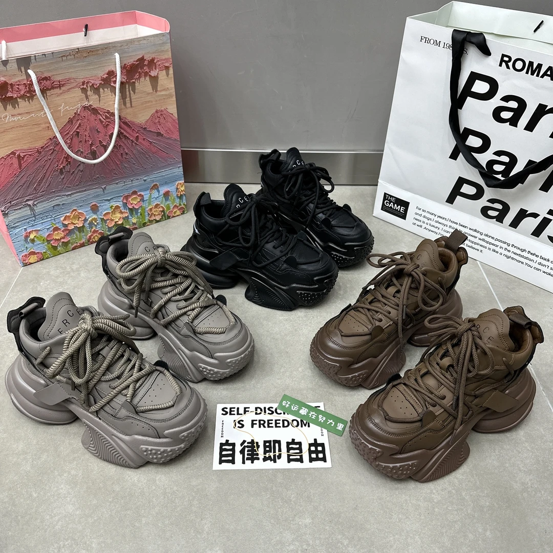 老爹鞋女ins2024春季新款超火拼色厚底增高松糕运动鞋时尚休闲鞋