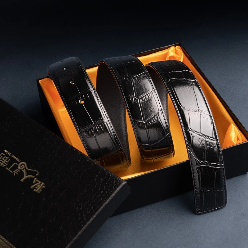 鳄鱼纹高档双面真牛皮潮流轻奢时尚百搭经典爆款男士腰带黑色通用