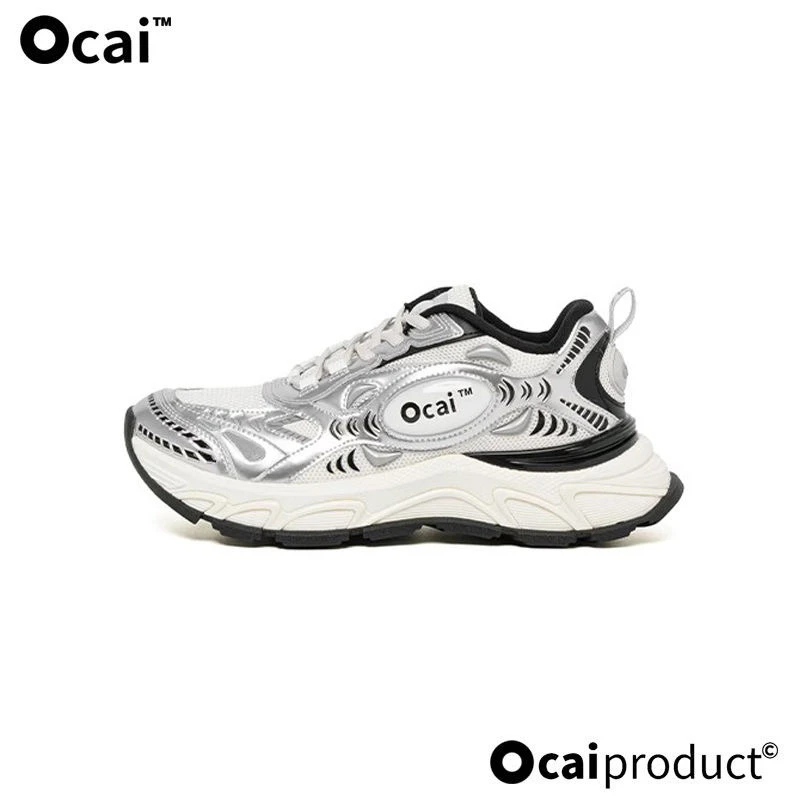 Ocai Runtech3.0月光银"超声波"跑鞋厚底潮牌高级感老爹鞋子