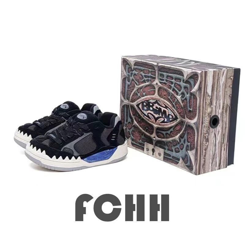 BBIMP 2023新款国潮百搭面包鞋时尚板鞋黑武士恐龙黑白情侣休闲鞋