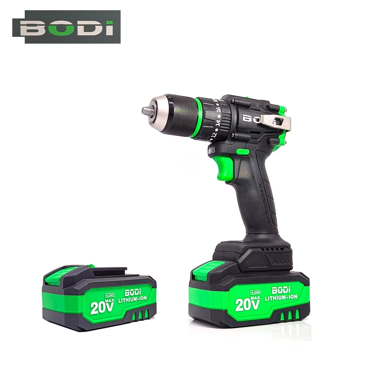 BODI大钢炮20V冲击款无刷电钻锂电工具双速充电手电钻电动螺丝刀