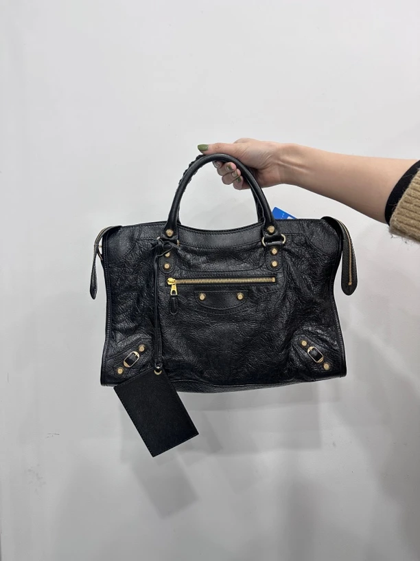 95新 Balenciaga/巴黎世家 青木中古黑金机车包中号