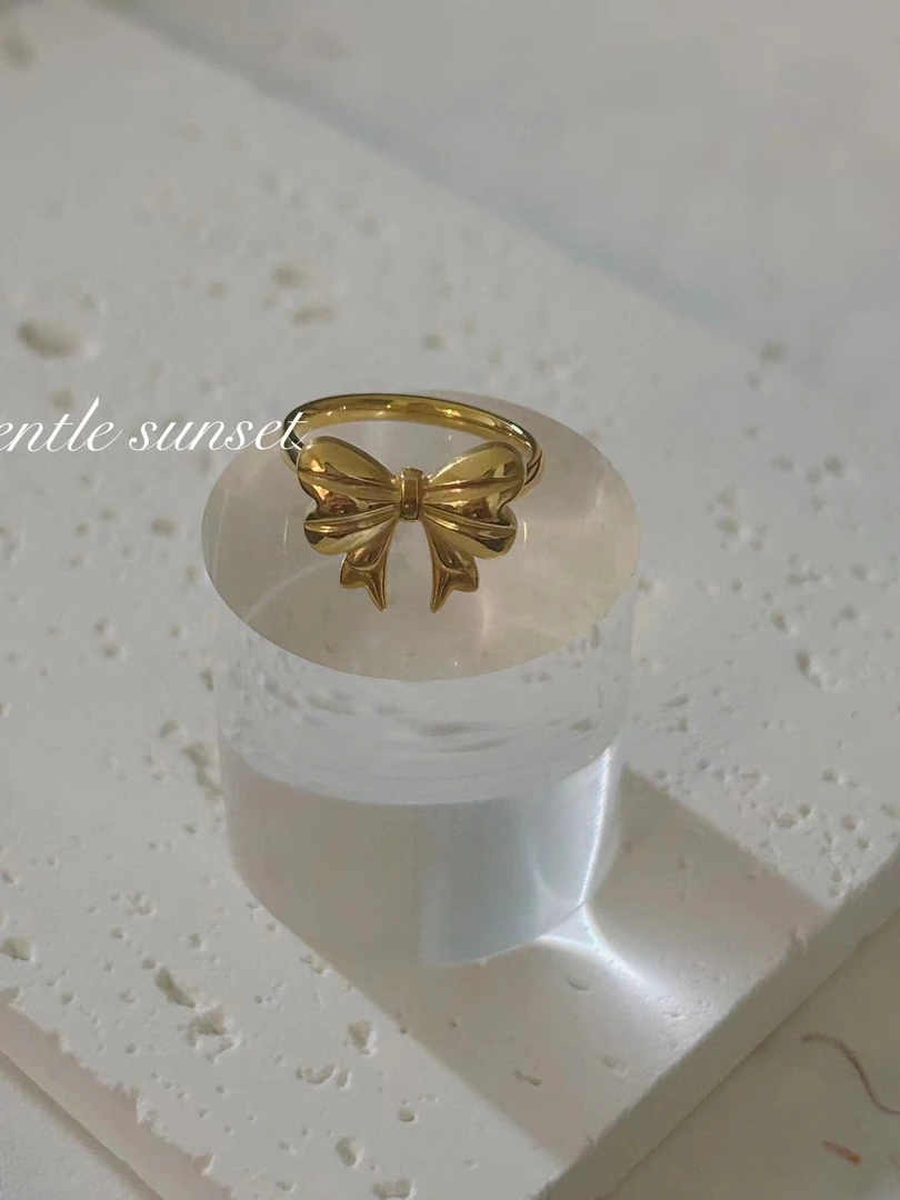 钛钢戒指 【Kiss娜】钛钢1183时尚小众蝴蝶结戒指