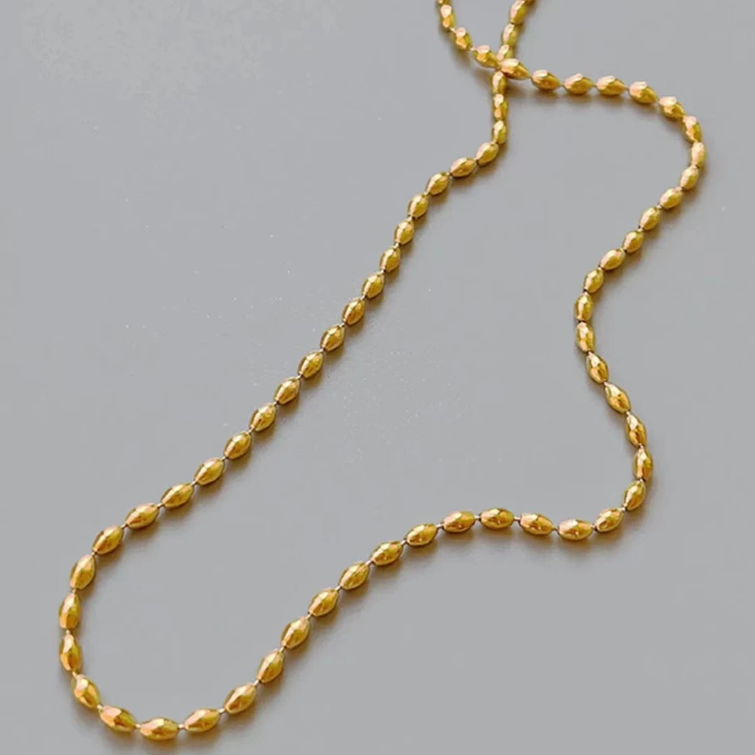 钛钢项链 【Kiss娜】钛钢1508简约米粒素链