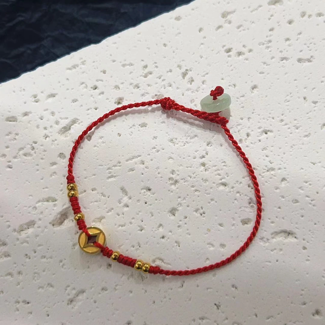 钛钢布艺手链 【Kiss娜】钛钢2268时尚米多多红绳手链