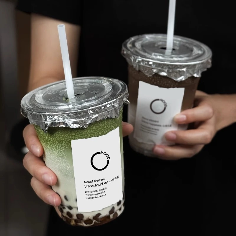【银贴】ins风不干胶贴纸咖啡杯子一次性冷饮杯外带打包批发定制