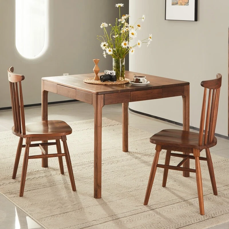 苏作集北美黑胡桃八仙桌方桌北欧餐桌家用桌子阳台餐桌正方形方桌