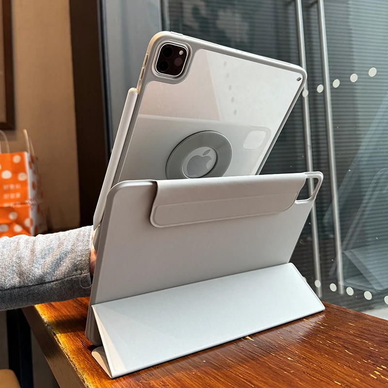 适用苹果2024ipadair6保护壳11旋转7透明pro磁吸8拆分无笔槽5