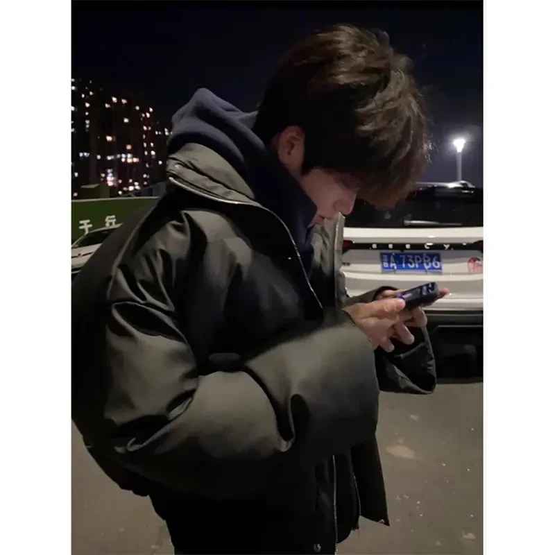 短款廓形棉服男生冬季美式高街立领痞帅面包棉衣加厚保暖防寒外套