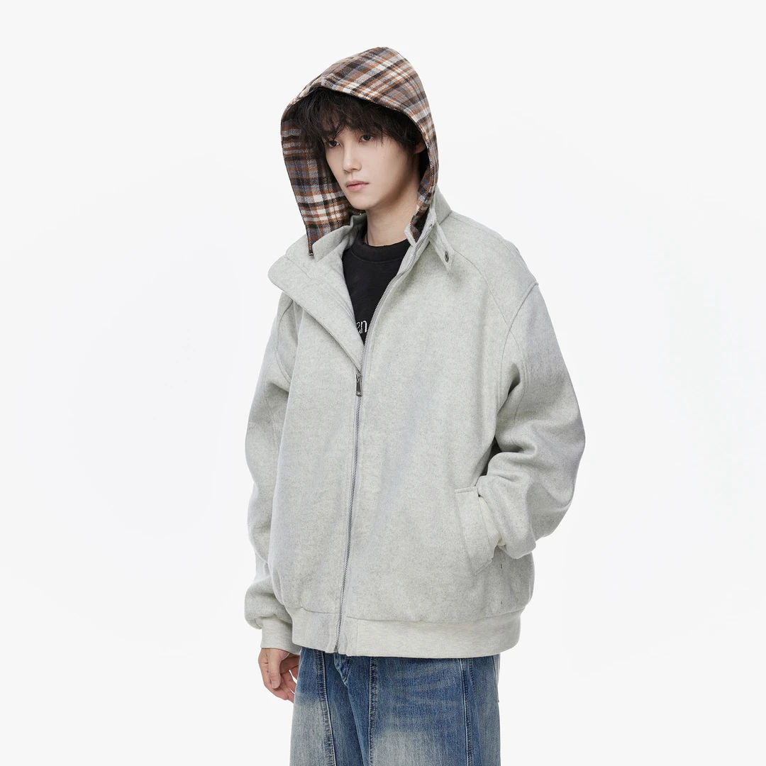 美式呢料连帽加厚飞行员夹克棉服男士秋冬季棉衣2024新款外套棉袄