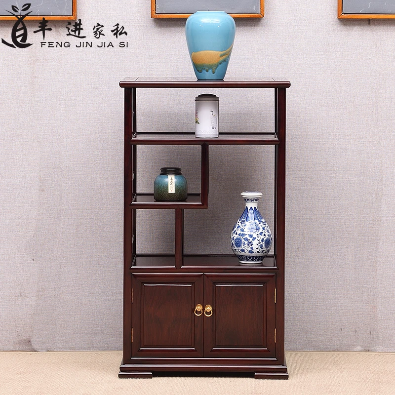 红酸枝茶水柜置物架绒毛黄檀中式客厅边柜茶室茶水架红木储物柜子