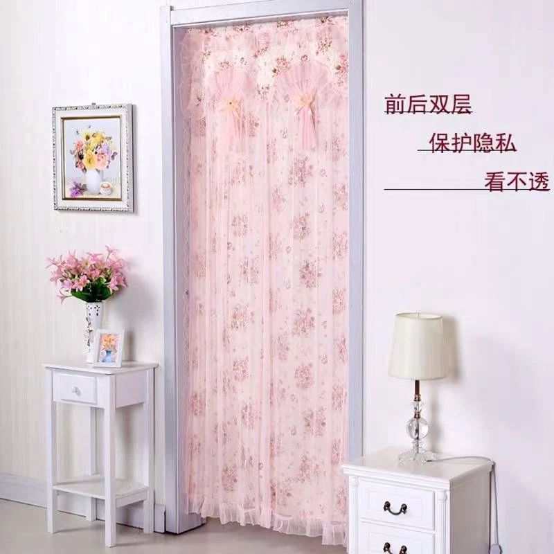 【布鸣】免打孔纱窗门帘不透门帘半帘遮光蕾丝布艺门帘防蚊门帘