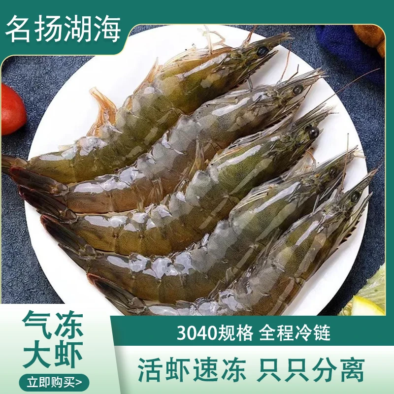 气冻3040青岛大虾净重3斤约55只左右活虾速冻新鲜海虾